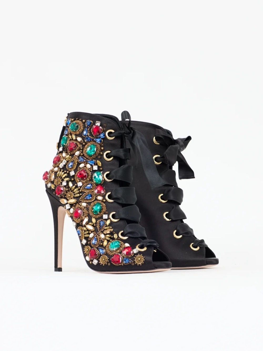 Fausto Puglisi Satin Bejewelled Bootie - Picture 6 of 13